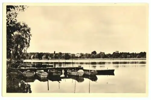 AK, Falkensee, Partie am See mit Ruderbooten, 1957