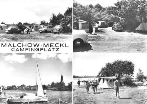 AK, Malchow Meckl., Campingplatz, vier Abb., 1982