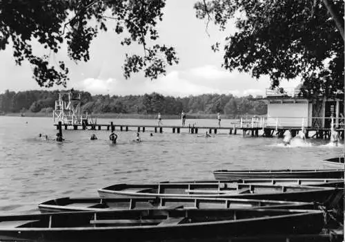 AK, Groß Köris Kr. Königs Wusterhausen, Strandbad am Schulzensee, 1968