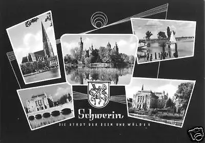 AK, Schwerin, fünf Abb., gestaltet, 1959