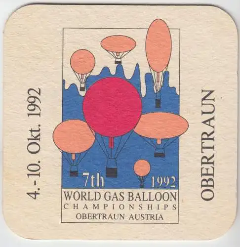 Bierdeckel, Urtypisch, Brauerei Zipf, Burgenland, World Gas Balloon 1992