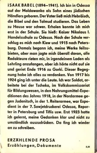 Babel, Isaak; Die Reiterarmee, Mit Dokumenten und Aufsätzen, 1968, Reclam 362