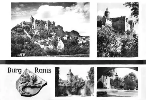 Ansichtskarte, Ranis, Burg Ranis, vier Abb., gestaltet, 1977