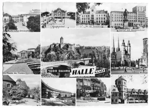 Ansichtskarte, Halle Saale, 11 Abb., 1961