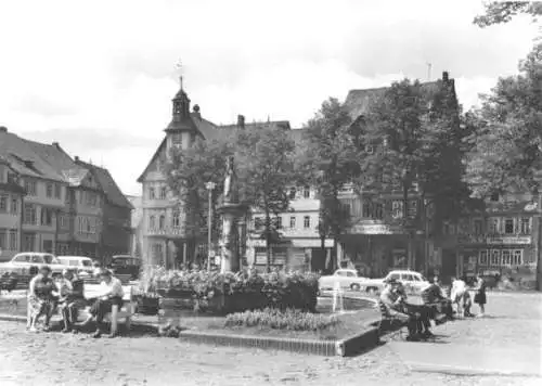 Ansichtskarte, Schleusingen Thür. Wald, Brunnen am Rathaus, 1967