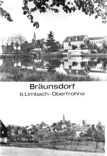 Ansichtskarte, Bräunsdorf b. Limbach-Oberfrohna, zwei Teilansichten, 1979