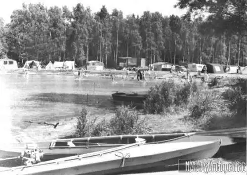 AK, Boek Kr. Neustrelitz, Zeltplatz, Paddelboote, 1982