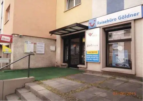 Werbekarte, Berlin Friedrichshain, Reisebüro Göldner, Pettenkoferstr. 48, 2015