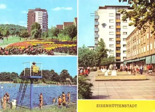 AK, Eisenhüttenstadt, drei Abb., u.a. Schwimmbad, 1979