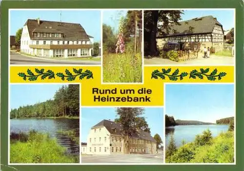 Ansichtskarte, Hilmersdorf OT Heinzebank, Rund um Heinzebank, sechs Abb., gestaltet, 1983