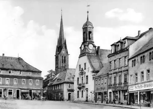 Ansichtskarte, Willsdruff, Markt?platz mit Geschäftshäusern und Kirche, 1964