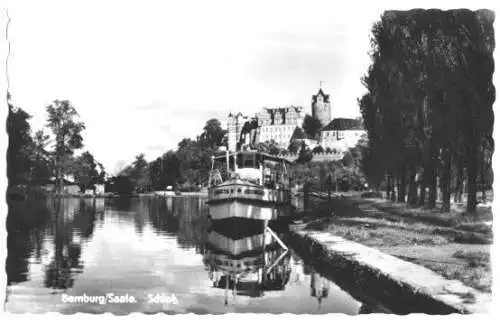 Ansichtskarte, Bernburg Saale, Dampfer und Schloß, 1962