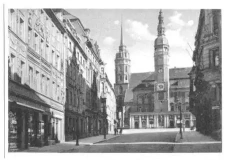 Ansichtskarte, Bautzen, Petrikirche und Rathaus, 1950