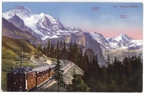 AK, Wengernalpbahn, Zug im Gelände, um 1920