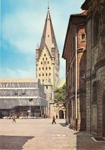 AK, Paderborn, Blick aus der Grube auf den Dom, um 1974