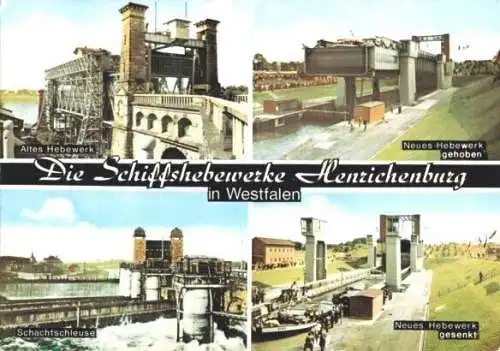 Ansichtskarte, Henrichenburg, 4 Abb., Schiffshebewerke, 1971