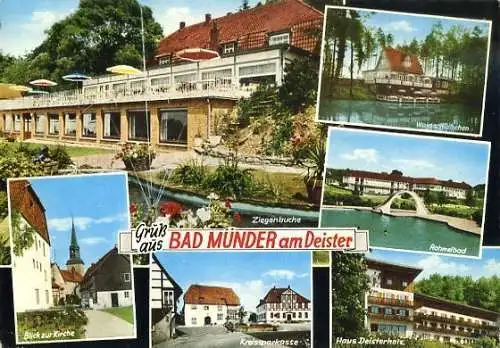 AK, Bad Münder a. Deister, 6 Abb., u.a. Sparkasse, 1973