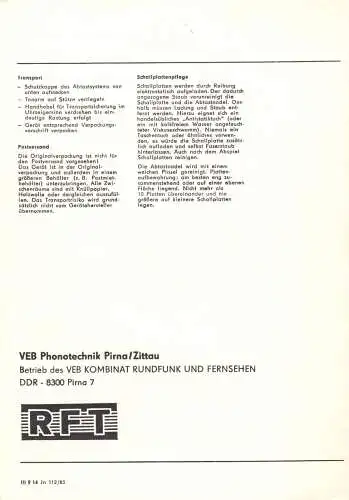 Bedienungsanleitung, Phonoautomat Ziphona MA 224, 1985