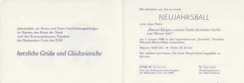 Potsdam: Einladung zum Neujahrsball für ältere Bürger am 1. Januar 1988