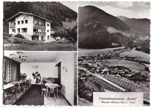 Ansichtskarte, Pfunds-Stuben, Tirol, Fremdempension Grein, drei Abb., um 1965