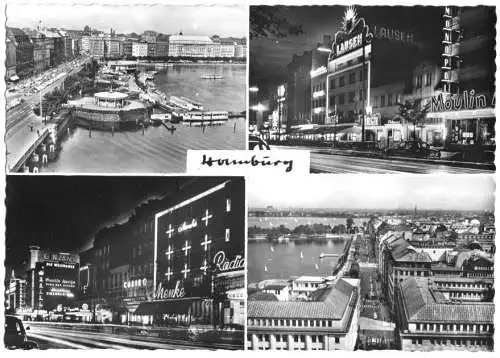 AK, Hamburg, vier innerstädtische Abb., um 1960