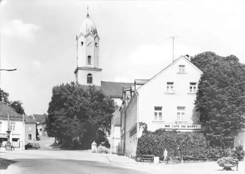 AK, Bad Brambach, Karl-Liebknecht-Platz mit Café, 1983