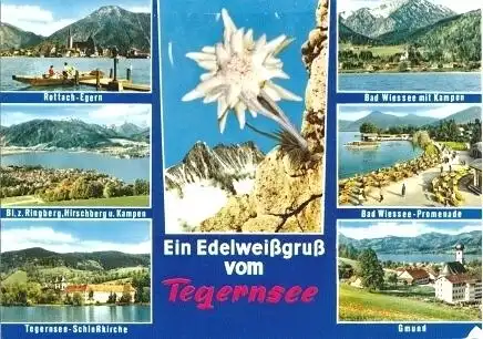 AK, Tegernsee, 7 Abb. mit Edelweiß, ca. 1972