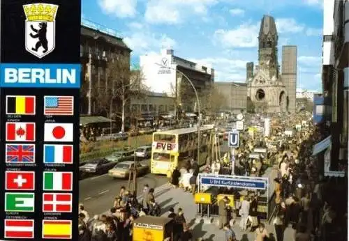 AK, Berlin Charlottenburg, Kurfürstendamm, mit Gedächtniskirche, BVG-Bus, 1980