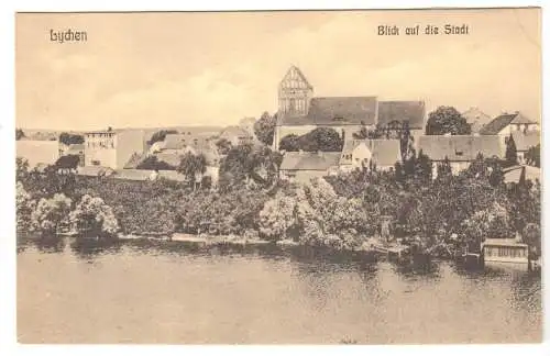 Ansichtskarte, Lychen, Blick auf die Stadt mit Kirche, um 1914