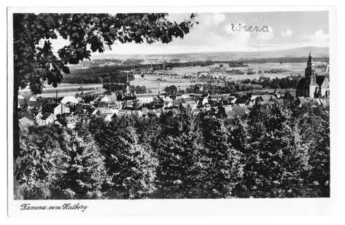 AK, Kamenz, Gesamtansicht vom Hutberg, 1951