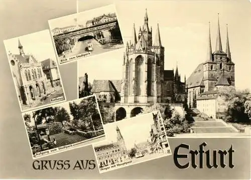 Ansichtskarte, Erfurt, fünf Abb., gestaltet, 1961