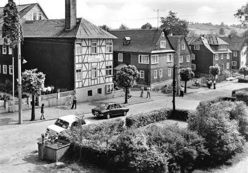 Ansichtskarte, Oberhain Thür, Straßenpartie, belebt, 1979