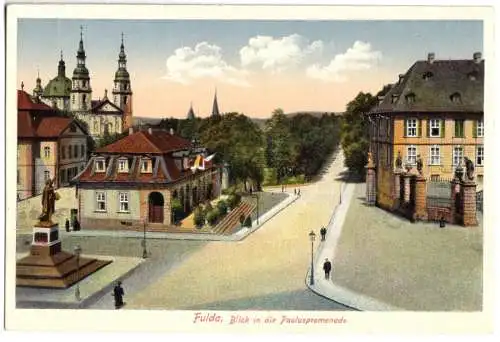 Ansichtskarte, Fulda, Blick in die Pauluspromenade, ca. 1917