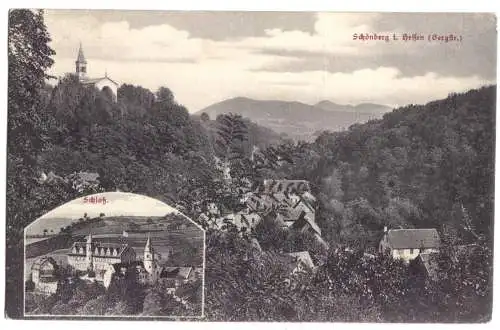 Ansichtskarte, Schönberg i. Hessen, zwei Abb., 1919