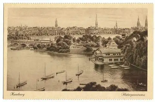 Ansichtskarte, Hamburg, Alsterpanorama, um 1922