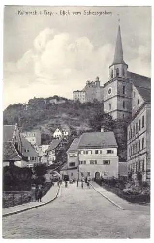 Ansichtskarte, Kulmbach, Teilansicht, Blick vom Schießgraben, um 1908