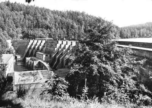 Ansichtskarte, Kriebstein Kr. Hainichen, Talsperre Kriebstein, Staumauer, 1982