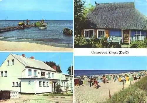 Ansichtskarte, Zingst Darß, 4 Abb., u.a. Heim "Stranddistel", 1980