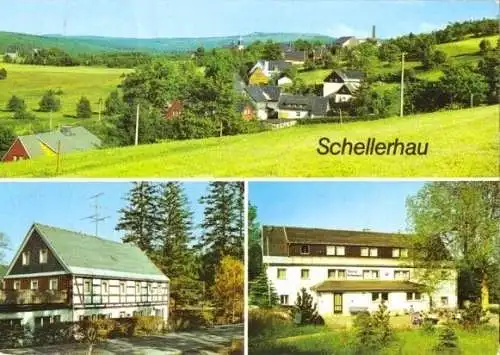 Ansichtskarte, Schellerhau Kr. Dippoldiswalde, drei Abb., u.a. Jugendherberge, 1989