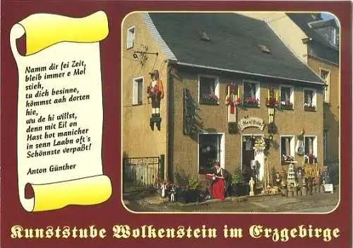 Ansichtskarte, Wolkenstein Erzgeb., "Kunststube", gestaltet, 1998