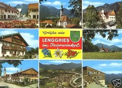 Ansichtskarte, Lenggries, acht Abb., gestaltet, ca. 1981