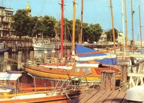 Ansichtskarte, Rostock Warnemünde, Am Alten Strom, 1983