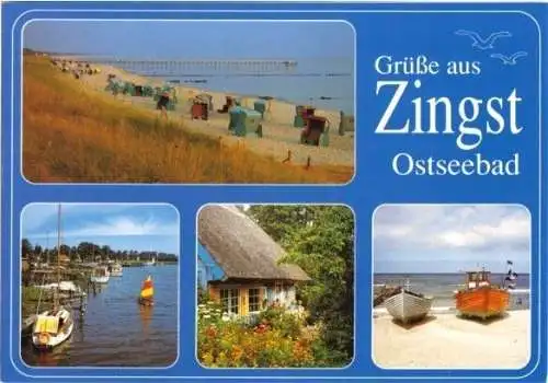 Ansichtskarte, Ostseebad Zingst, vier Abb., um 1992