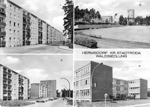 Ansichtskarte, Hermsdorf Kr. Stadtroda, Waldsiedlung, vier Abb., 1975