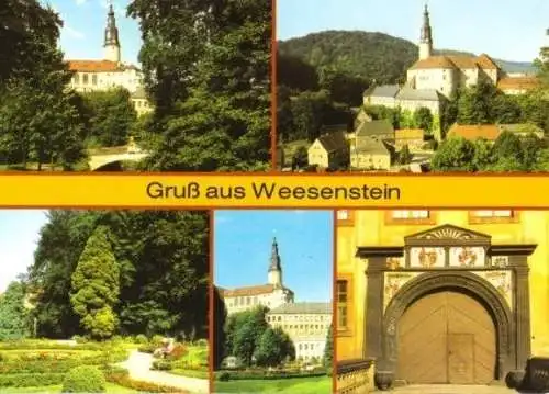 Ansichtskarte, Weesenstein Kr. Pirna, 5 Abb., Schloß, 1987