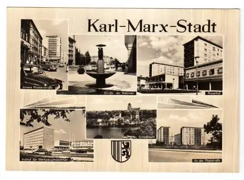 Ansichtskarte, Karl-Marx-Stadt, Chemnitz, sechs Abb., 1967