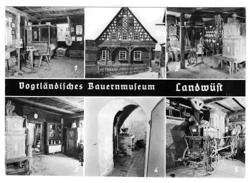 Ansichtskarte, Landwüst, Vogtländisches Bauernmuseum, sechs Abb., 1969