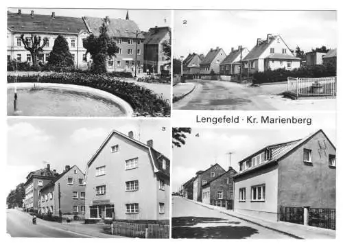 Ansichtskarte, Lengefeld Kr. Marienberg, vier Straßenansichten, 1980