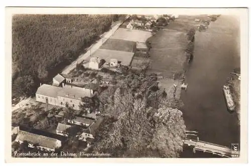 AK, Prierosbrück an der Dahme, Luftbild-Teilansicht, um 1935