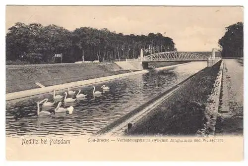 AK, Nedlitz bei Potsdam, Verbindungskanal zum Jungfernsee, Südbrücke, 1904